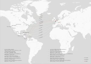 Beispiele für Pflanzentransfers des Botanischen Gartens Zürich von Amerika nach Europa im Zeitraum 1858 bis 1874. Die Sendungen wurden entweder in London verkauft oder weiter nach Zürich spediert. © Dunja Richter, ETH Zürich