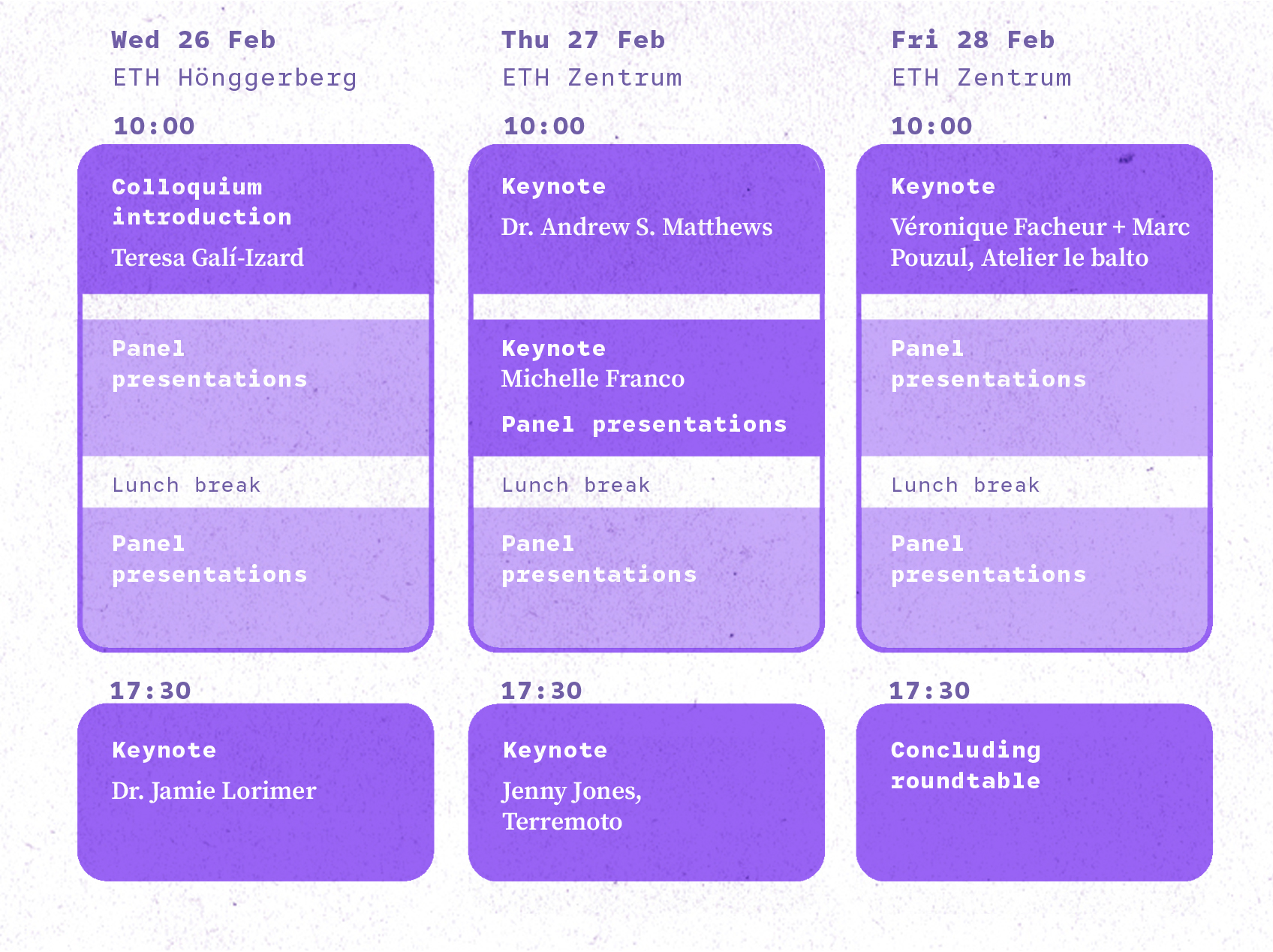 Schedule. All information is within the web text.