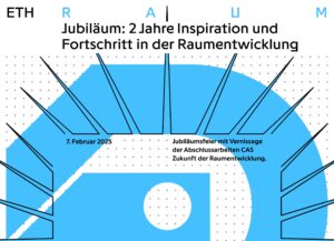 Plakat Jubiläum und Vernissage ETH RAUM. Text auf dem Poster steht im Fliesstext.