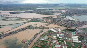 Aerial view of the flooded area in Antananarivo